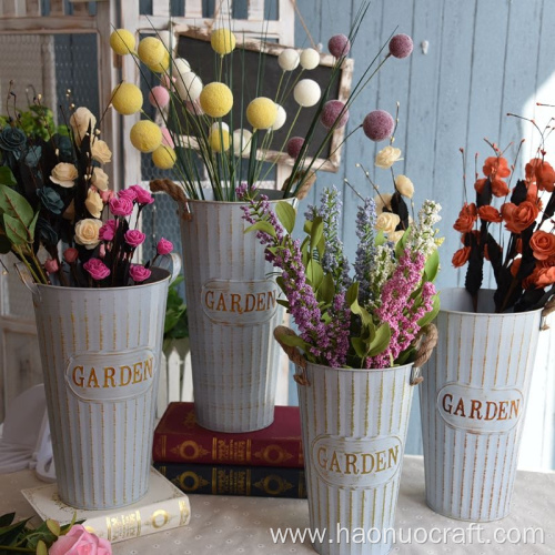 Fábrica decorativa de la flor seca de la maceta del florero del florero del cubo